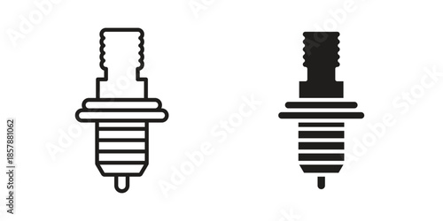 Spark plug icons. silhouette icon vector flat illustration on white background. line art icons