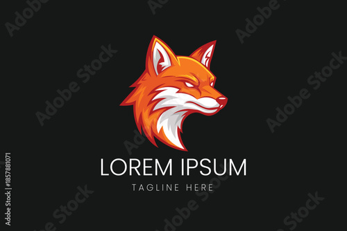 Orange Fox Head Portrait Mascot Vector logo template