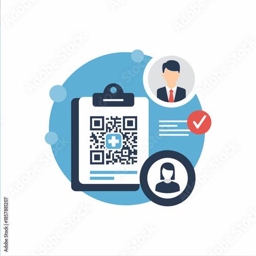 Digital Health Passport QR Code with Medical Check and People Icons