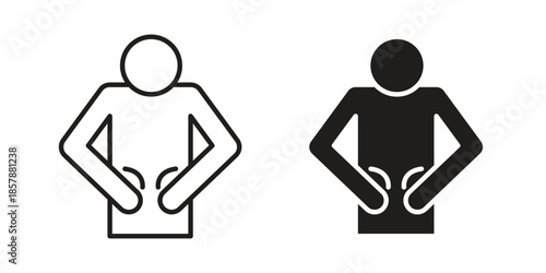 Stomachache icons. silhouette icon vector flat illustration on white background. line art icons