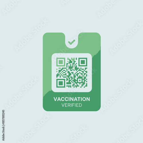 Green Vaccination Verified QR Code Stamp with Checkmark