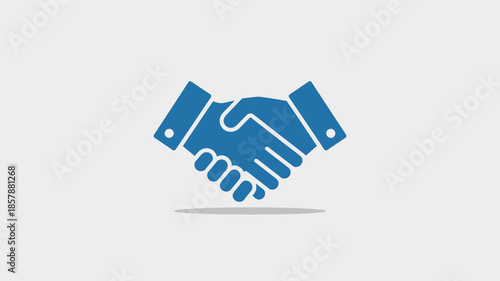 Handshake Icon in Simple Flat Design with Blue Color on White Background for Business Agreement