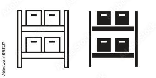 Storage rack icons. silhouette icon vector flat illustration on white background. line art icons