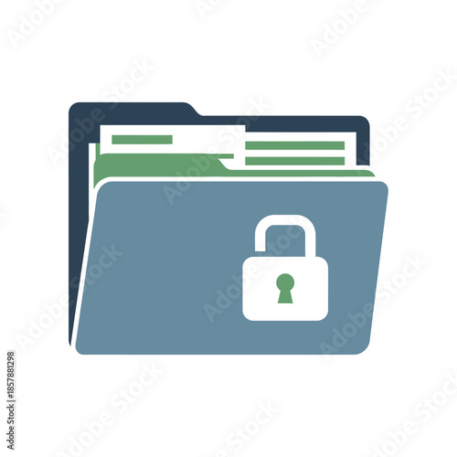Secure Folder Icon with Padlock Symbol, Data Protection Concept