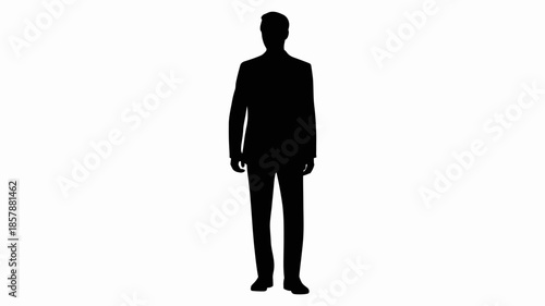 Silhouette of a man in a suit in dark mysterious lighting on a white background for business