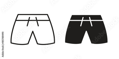 Swim shorts icons. silhouette icon vector flat illustration on white background. line art icons