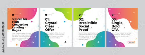 Modern Abstract Fluid Social Media Carousel Template with Vibrant Gradient Shapes for Marketing and Business Posts, Editable AI file