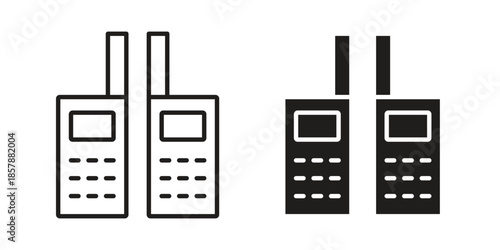 Two way radio icons. silhouette icon vector flat illustration on white background. line art icons