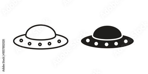 UFO icons. silhouette icon vector flat illustration on white background. line art icons