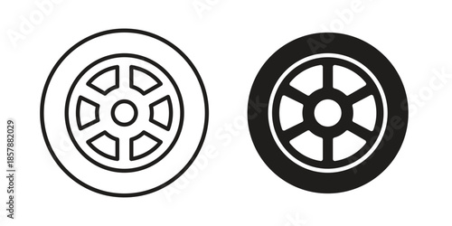 Tyre icons. silhouette icon vector flat illustration on white background. line art icons