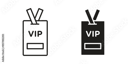 VIP neck tag icons. silhouette icon vector flat illustration on white background. line art icons