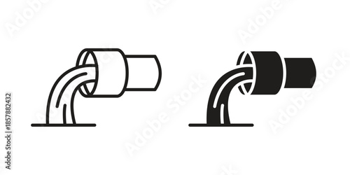 Waste water icons. silhouette icon vector flat illustration on white background. line art icons