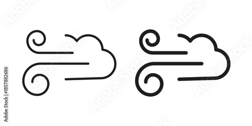 Wind clouds icons. silhouette icon vector flat illustration on white background. line art icons
