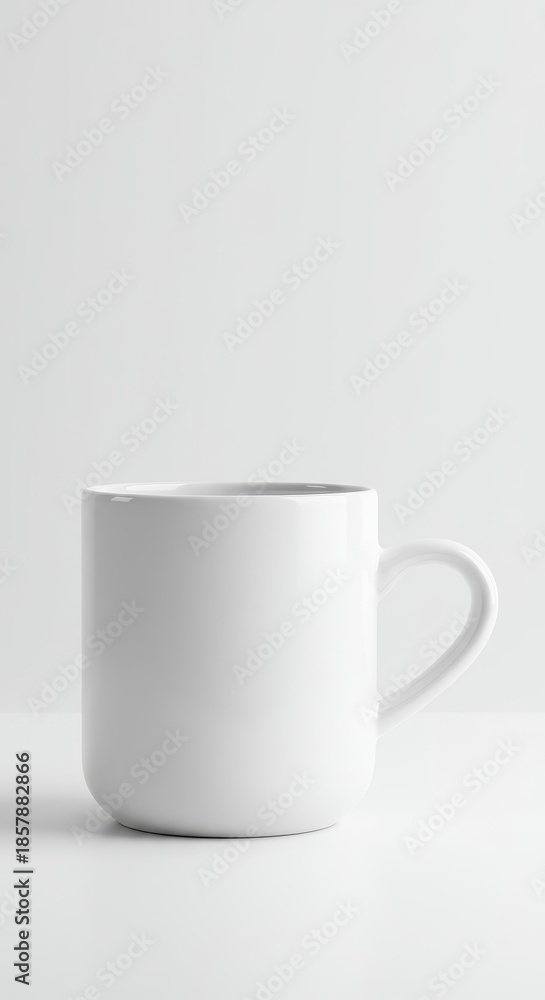 Obraz premium Clean white coffee mug mockup featuring a unique heart-shaped handle, isolated against a crisp white background for easy design insertion ,heart ,template ,product
