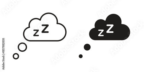 Zzz icons. silhouette icon vector flat illustration on white background. line art icons