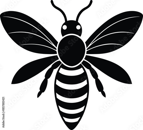 Bee insect honey pollinator wildlife vector illustration icon on white background