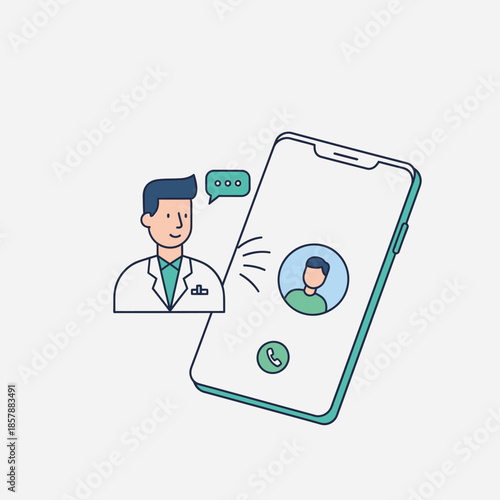Doctor and patient on video call, online consultation, telemedicine concept