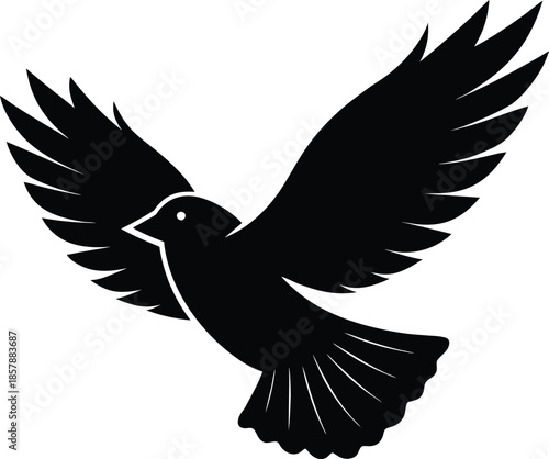 flying bird silhouette icon representing freedom and peace