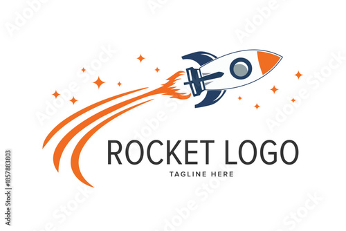 Rocket Launch with Fiery Smoke Trail Vector logo template