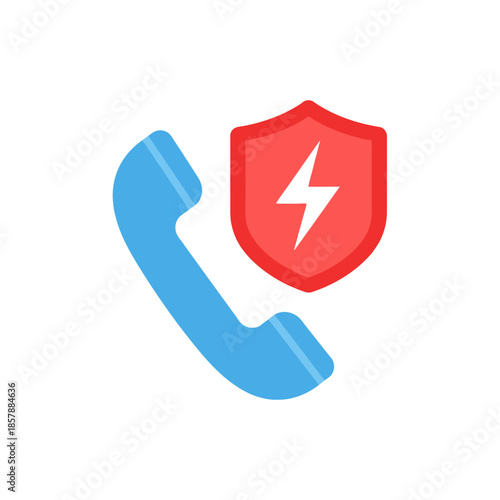 Phone icon with shield and lightning bolt, representing call security and protection