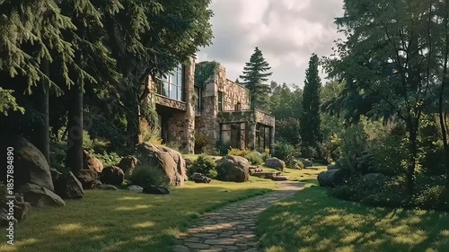 Exploration of Abandoned Architecture Surrounded by Nature in a Serene Landscape