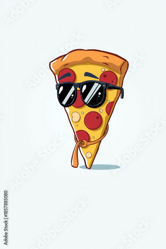 Cool Pizza Slice Character with Sunglasses