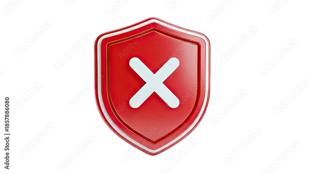 Obraz premium Red Shield with X Mark - Security Concept