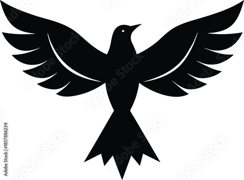 Flying bird silhouette icon for freedom and nature vector design
