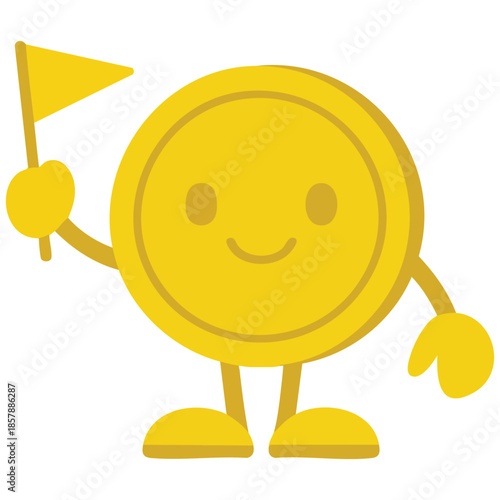 Coin character design happy currency wallpaper free space for text vector