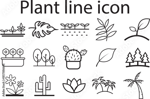 Plant icons set ,linear gardening icons set