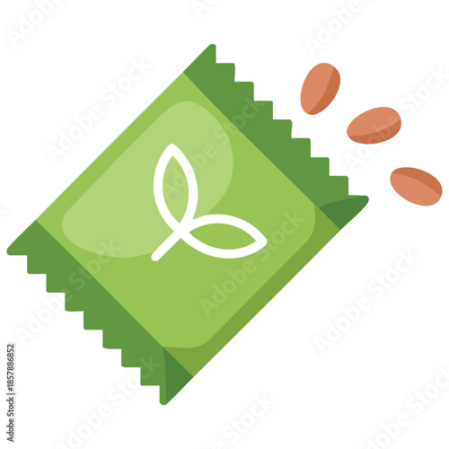 Growing plant with fertilizer bag isolated vector illustration on white background