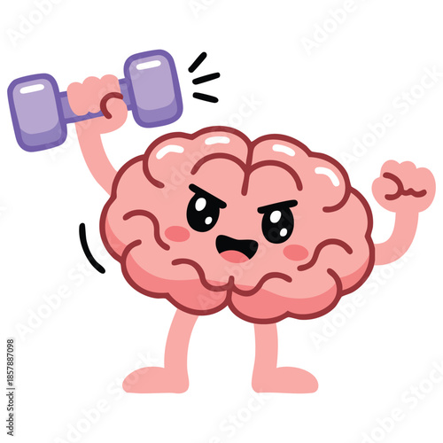 Brain character unique creative concept isolated vector illustration on white background