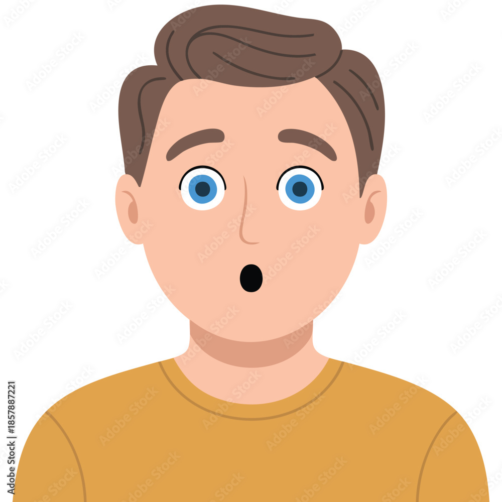 Obraz premium Father dad shocked face expression flat color vector illustration template