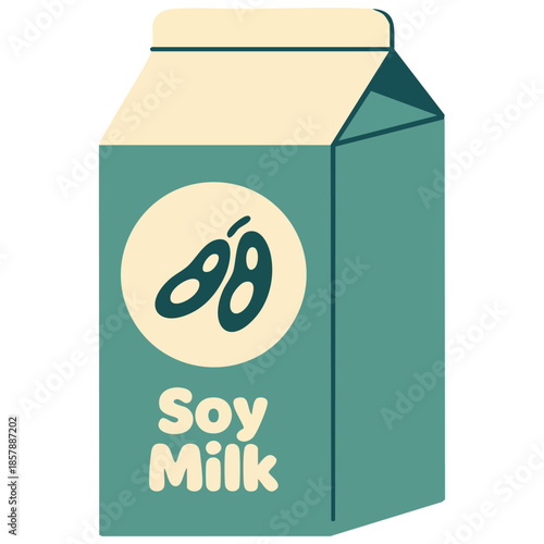 Soy milk carton box drink beverage nature flat color vector illustration template