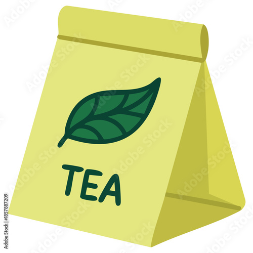 Paper tea package nature drink beverage flat color vector illustration template