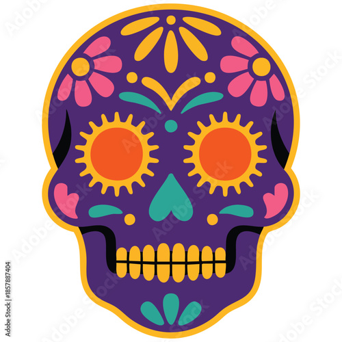 Mexican sugar skull unique creative concept isolated vector illustration on white background