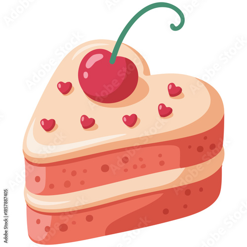 Yummy piece layer cake gateau coated chocolate buttercream cherries sweet