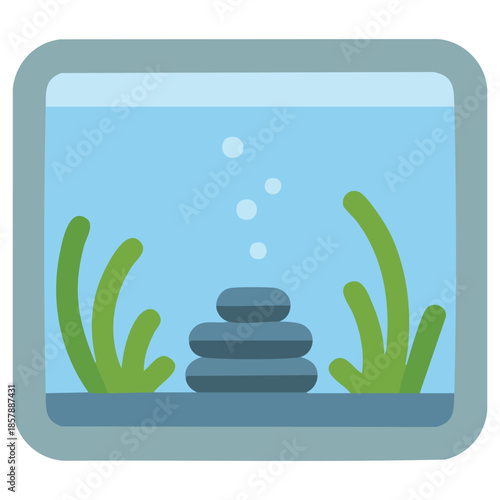 Rectangular aquarium with algae vector illustration for printing backgrounds