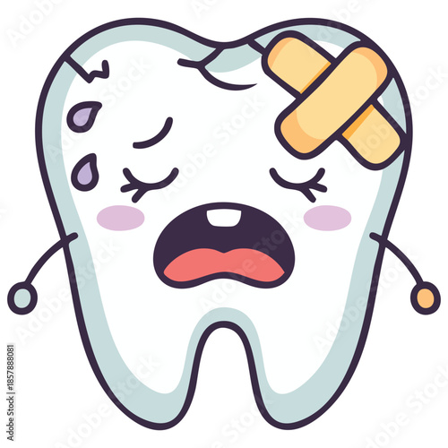 Cute teeth mascot vector design illustration suitable tshirt mug sticker
