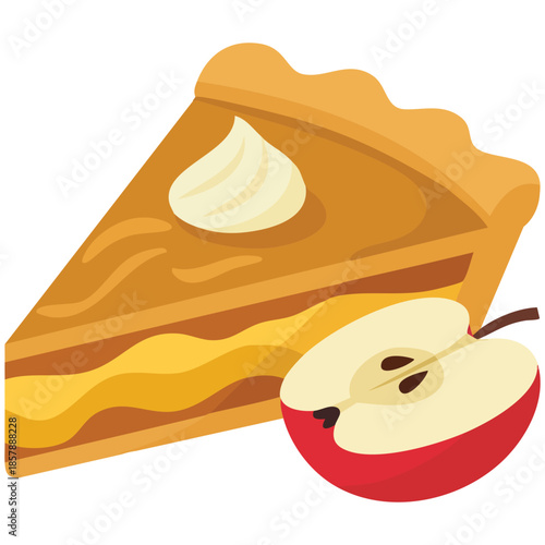 Apple pie unique creative concept isolated vector illustration on white background