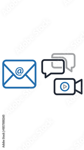 Communication icons representing email and video conferencing
