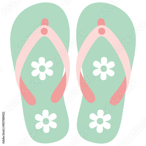 Flip flops summer slippers red yellow blue color striped top view flat