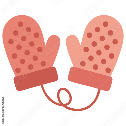 Polka dot pattern winter mittens cozy wool gloves for kids isolated on white flat cartoon vector graphic