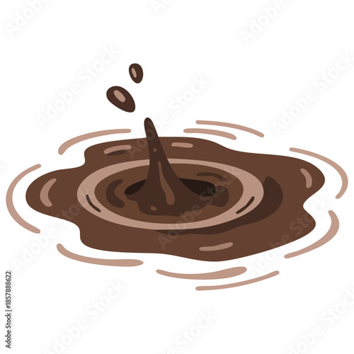 Mud puddle unique creative concept isolated vector illustration on white background