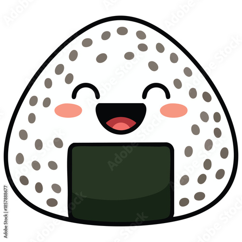 Onigiri emoticon with ok hand gesture Japanese rice food character vector illustration isolated white background