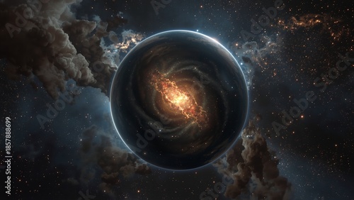 A stunning visual representation of a galaxy within a planet in outer space