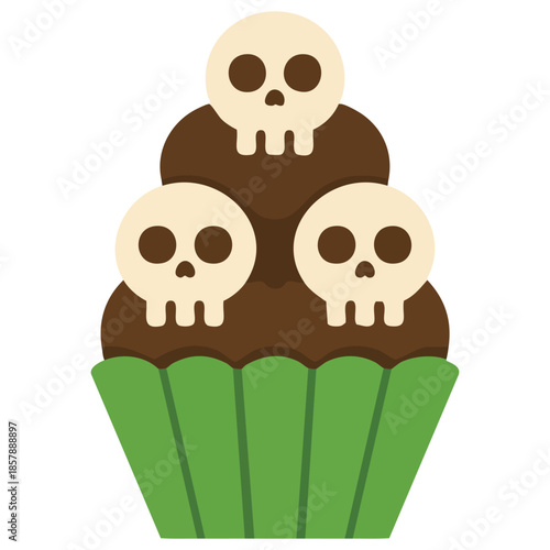 Halloween cake muffin spooky themed cupcakes illustration cartoon vector set isolated white background