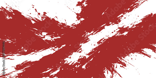 A vibrant red grunge background featuring artistic watercolor paint splashes and ink splatters creates a textured blood red vector illustration perfect for a Christmas card or wallpaper design