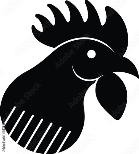 Rooster head farm poultry avian vector illustration on white background