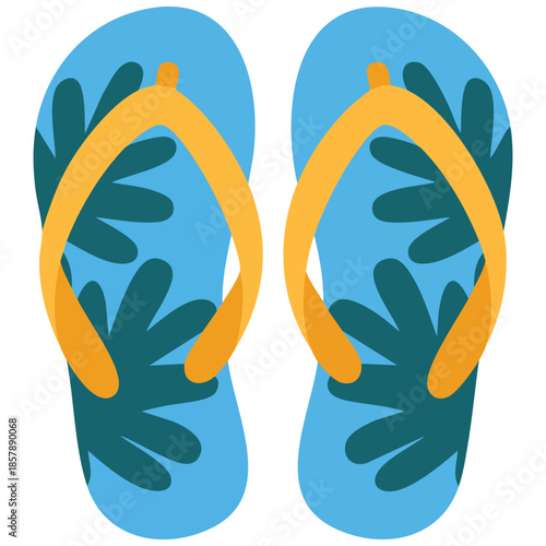 Beach slipper pool shoe sea sandal summer flip flops sandals blue icon vector illustration isolated